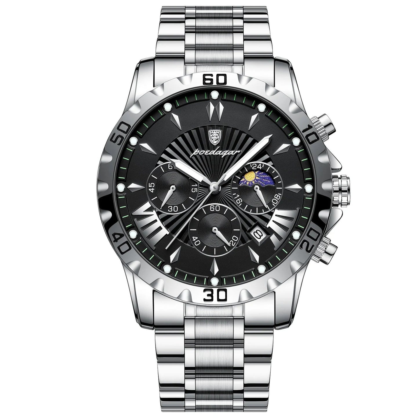 Chronos – Poedagar Lüks Erkek Kronograf Saat, Rose Gold & Siyah Özel Seri