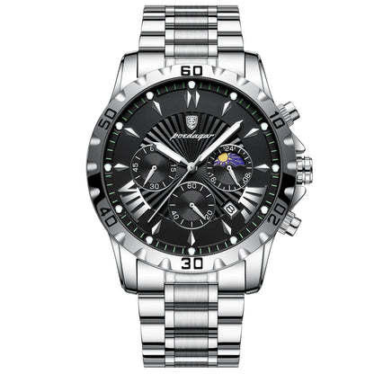 Chronos – Poedagar Lüks Erkek Kronograf Saat, Rose Gold & Siyah Özel Seri