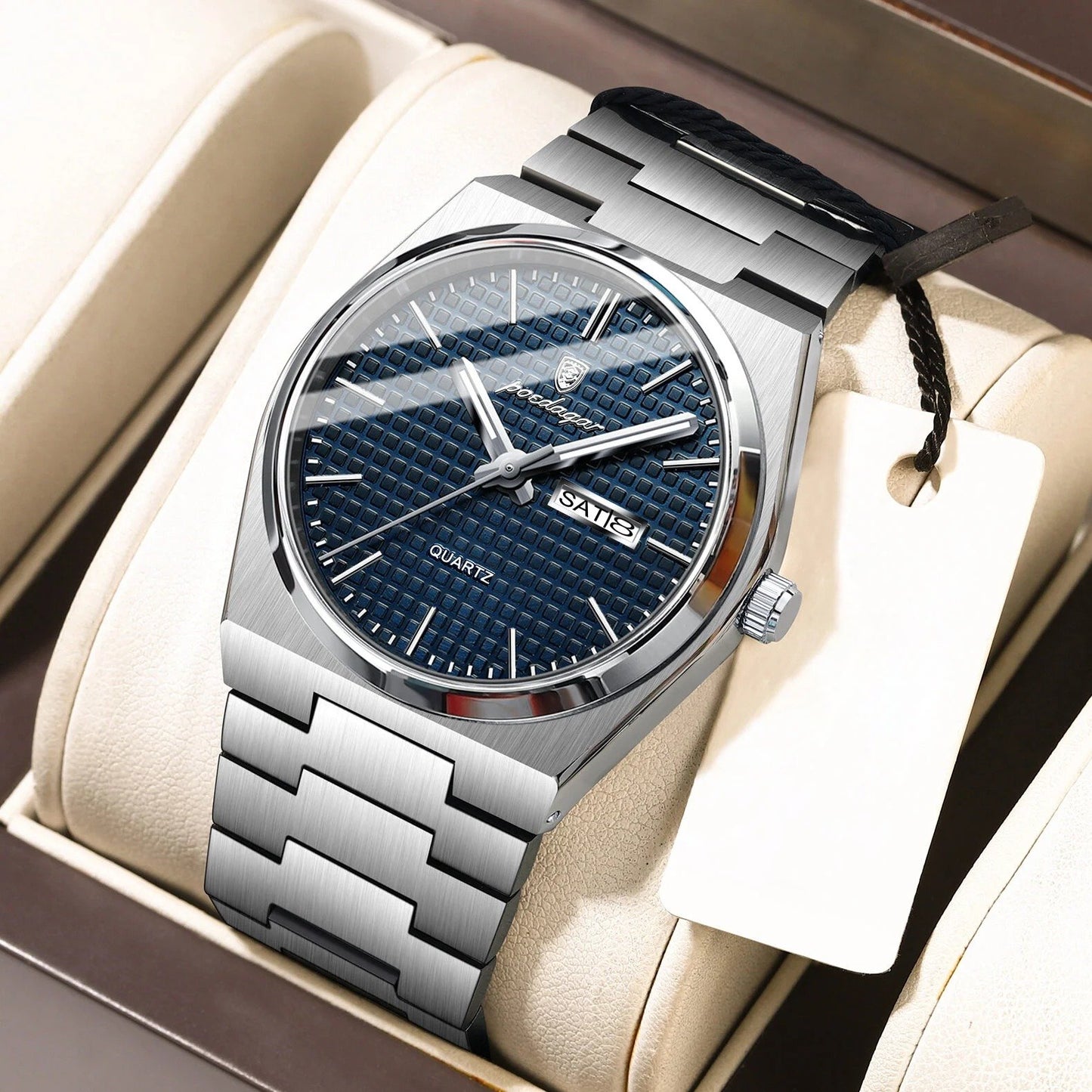 Vallenci – Poedagar Lüks Erkek Quartz Saat, Mavi Mozaik Kadranlı