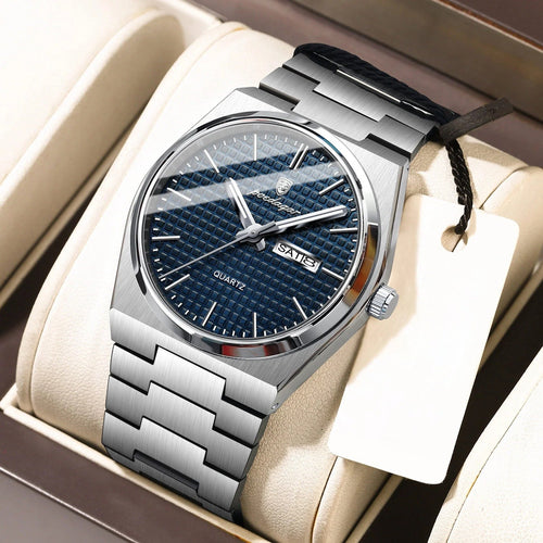 Vallenci – Poedagar Lüks Erkek Quartz Saat, Mavi Mozaik Kadranlı