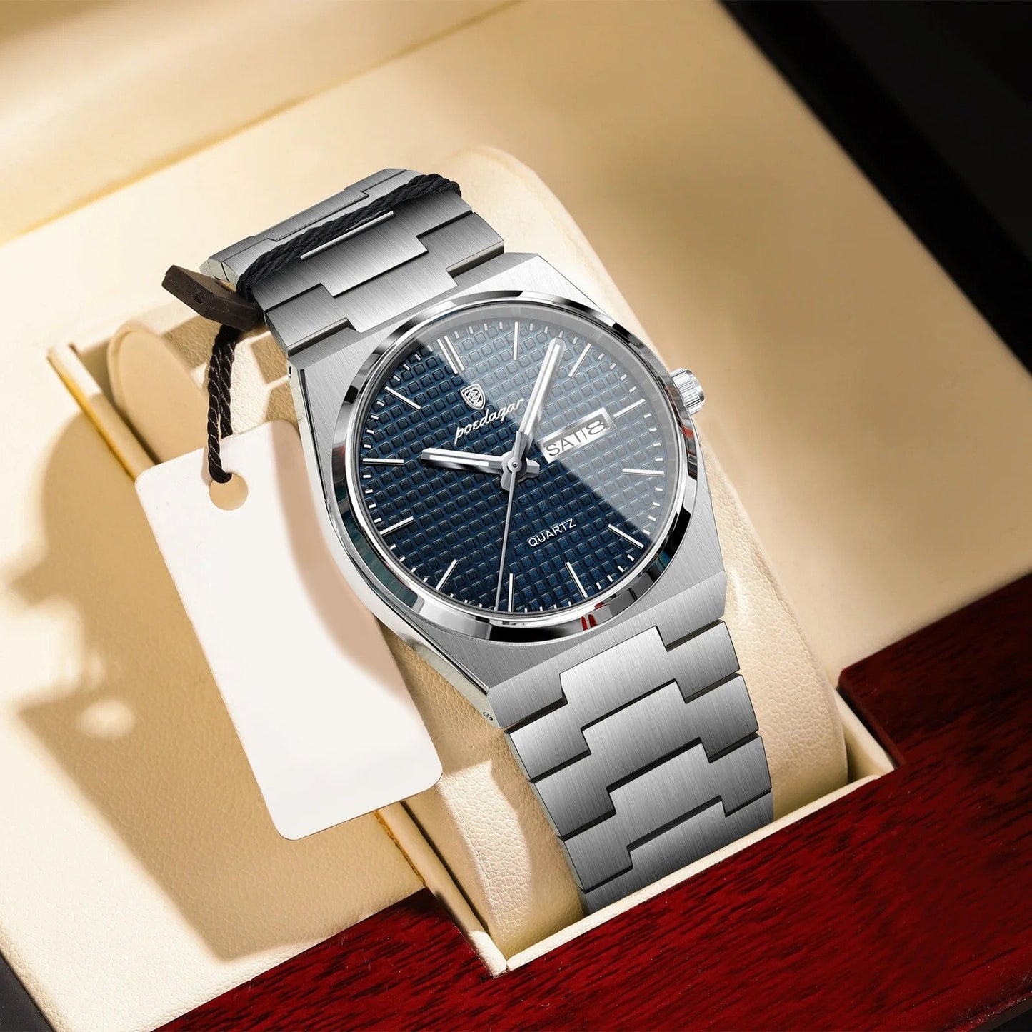 Vallenci – Poedagar Lüks Erkek Quartz Saat, Mavi Mozaik Kadranlı